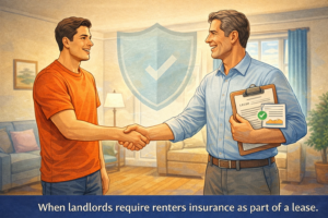 Renter providing proof of renters insurance to landlord