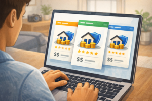 Renter comparing renters insurance quotes online